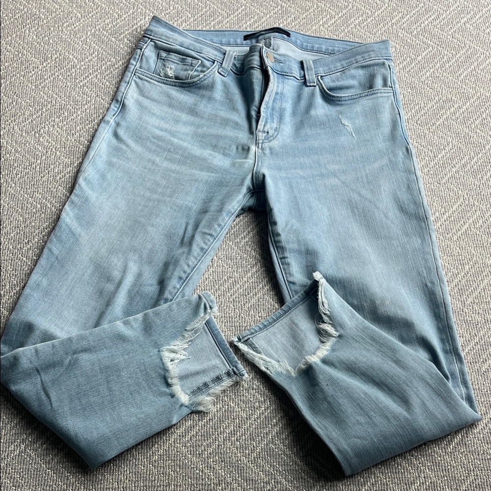 J Brand Light Blue Distressed Boyfriend Jeans